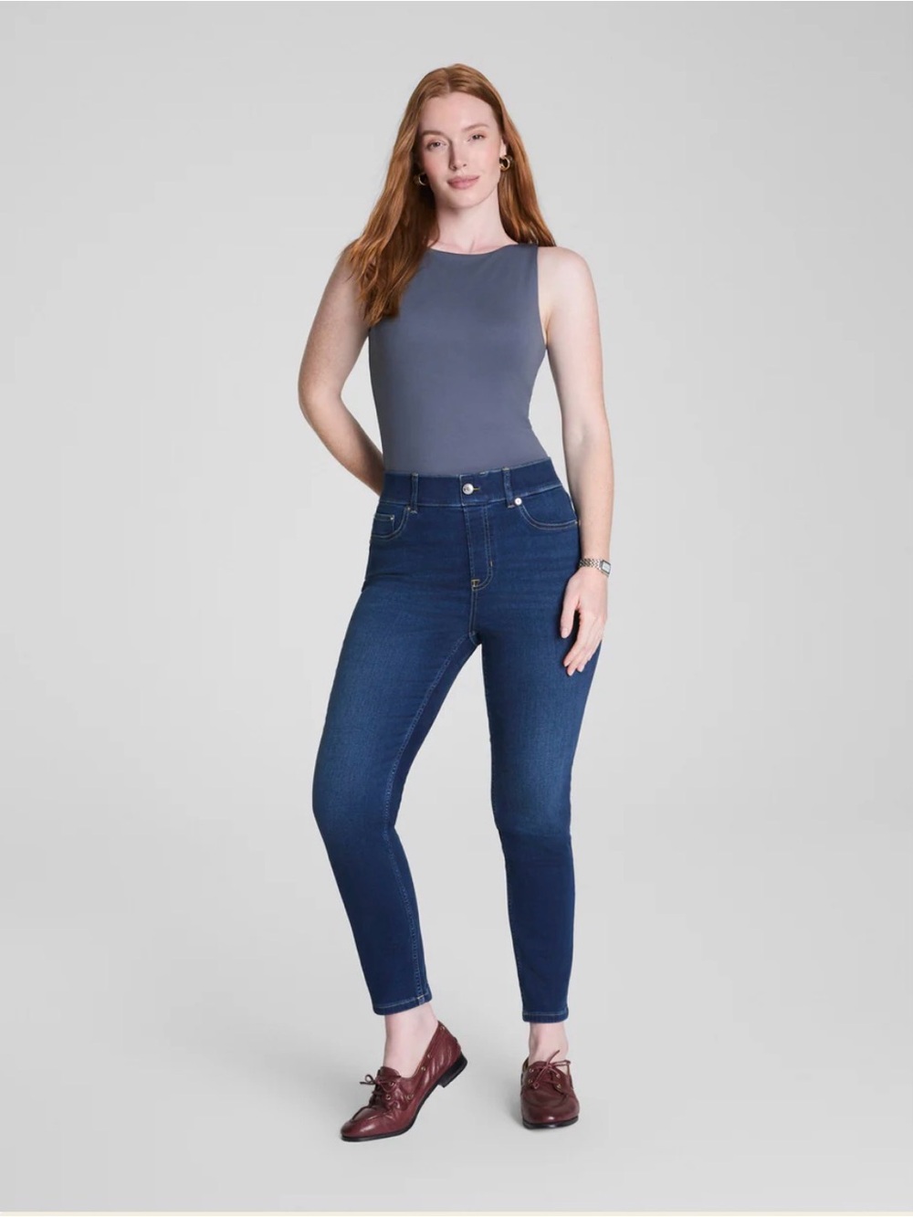 SPANX Dark Blue High-Rise Skinny Jeans